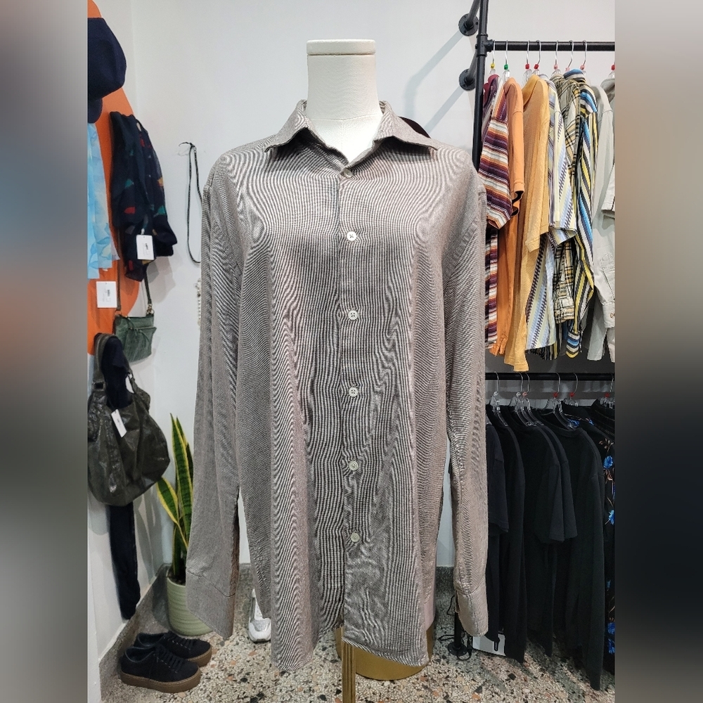 Simons Le 31 Cotton And Wool Taupe Checkered Shirt
